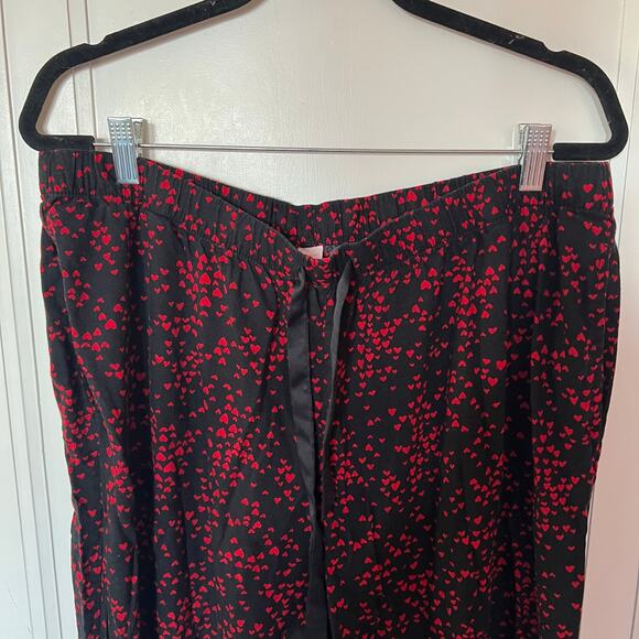 Victoria Secret Heart Print Pajama Set Red and Black SZ XL - Picture 7 of 11